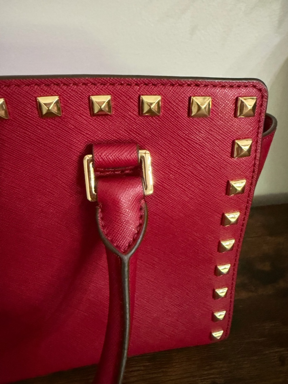 Michael Kors Selma Medium Studded Saffiano Leather Satchel - Picture 7 of 12
